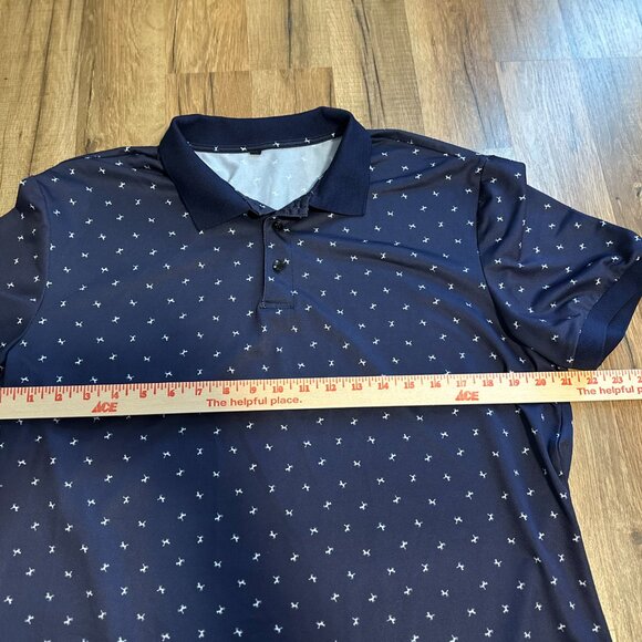 Men’s Navy Blue Polo Shirt Small White Print Short Sleeve Golf Casual Top Sz XL - Picture 5 of 6